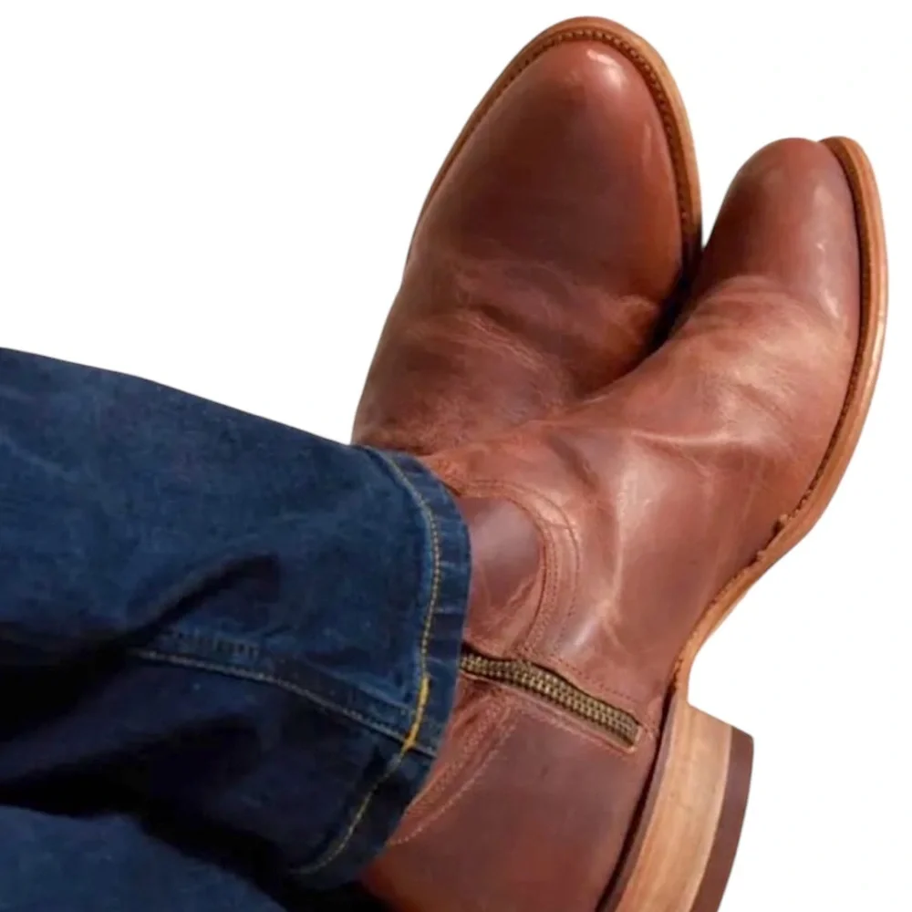 Tecovas Men's The Dean Scotch Brown Goat Leather Side-Zip Western Boots 11 EE - Picture 4 of 15